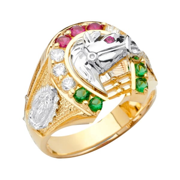 14K 2T Horse Shoe Men's CZ Ring S1