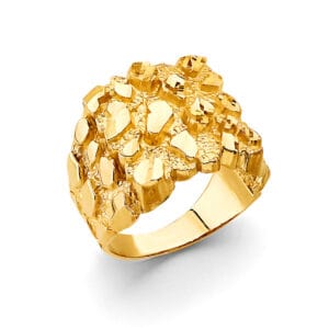 Bold 14K Gold Nugget Men’s Ring