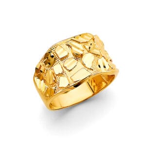 Angled 14K Gold Nugget Men’s Ring