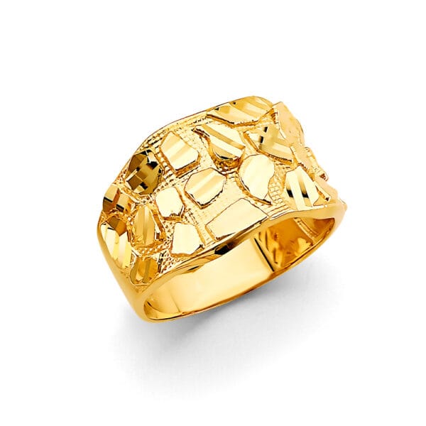 Angled 14K Gold Nugget Men’s Ring