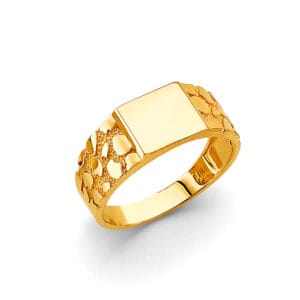Smooth-Top 14K Gold Nugget Men’s Ring
